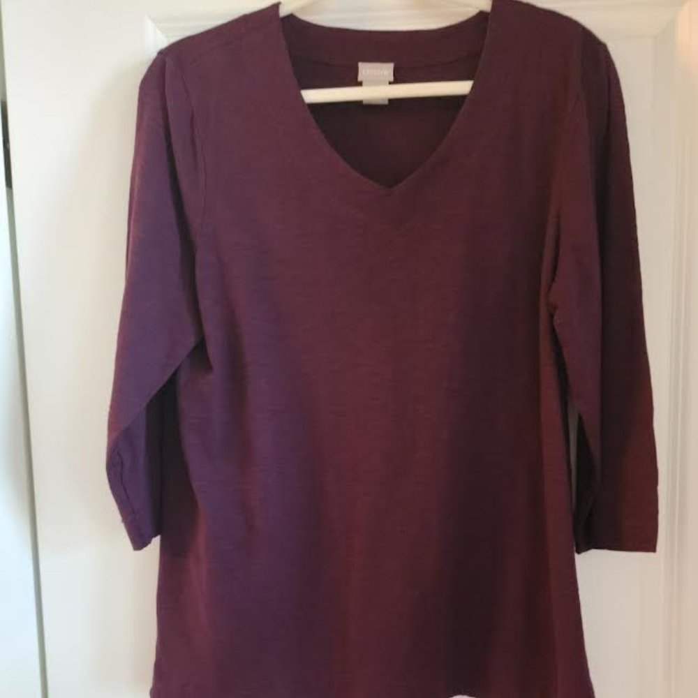 Chico's size 2  / 3/4 sleeve /burgandy